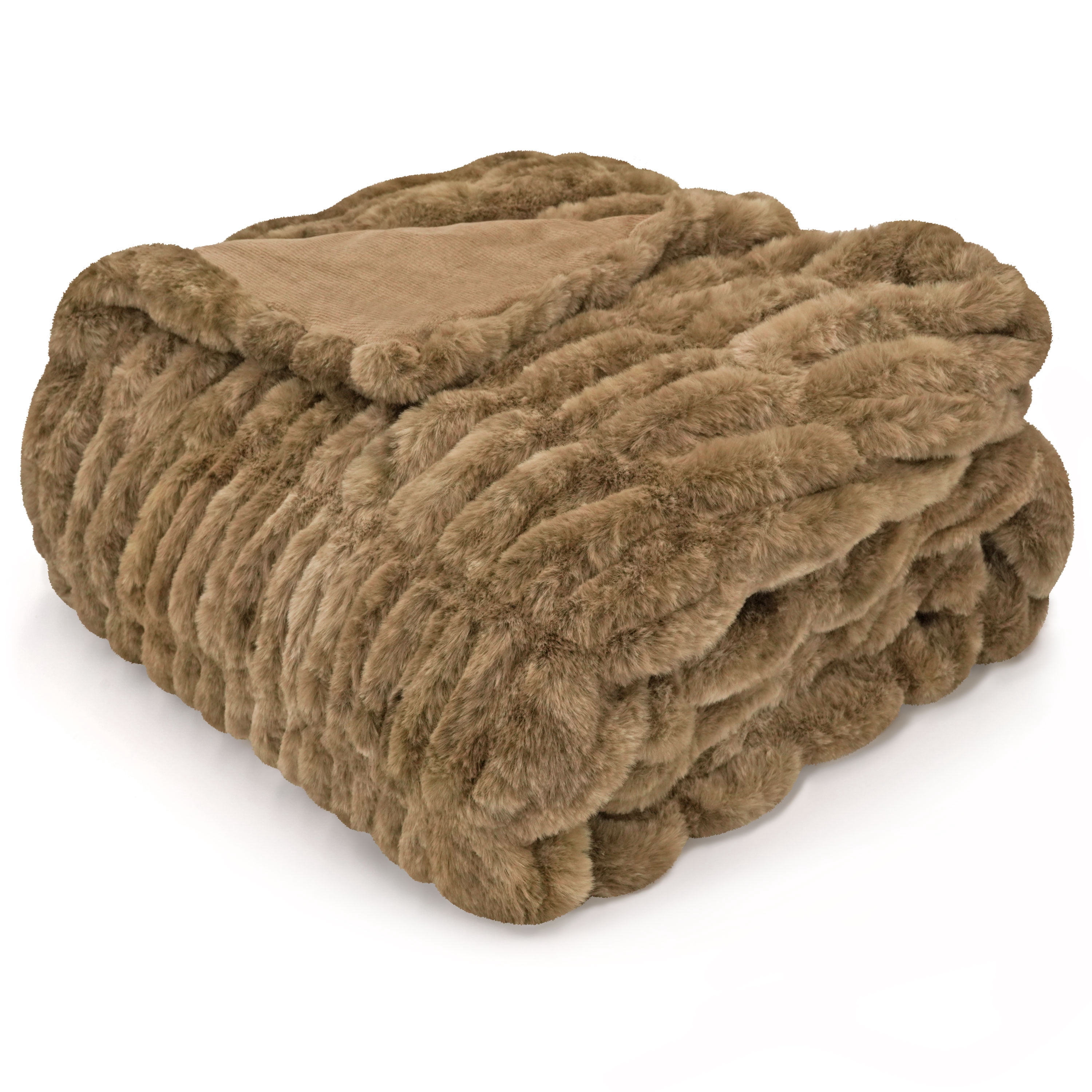 Regal Living Soft Plush Faux Fur Fuzzy Throw, Latte, 50" x 60”
