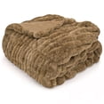 thumbnail image 2 of Regal Living Soft Plush Faux Fur Fuzzy Throw, Latte, 50" x 60", 2 of 8