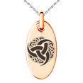 thumbnail image 1 of Stainless Steel Triskelion Odin's Horn Knot Viking Engraved Small Oval Charm Pendant Necklace, 1 of 1