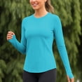 thumbnail image 4 of Ymauqau Hauts d'Entraînement pour Femmes à Manches Longues, Col Ras du Cou, Ourlet Arrondi, T-Shirts de Course Ajustés Athlétiques, Chandails de Randonnée contre le Soleil, 4 of 6