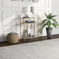 thumbnail image 5 of Evelyn&Zoe Cortland 22" Wide Rectangular Console Table with Glass Shelves, Brass, 5 of 8