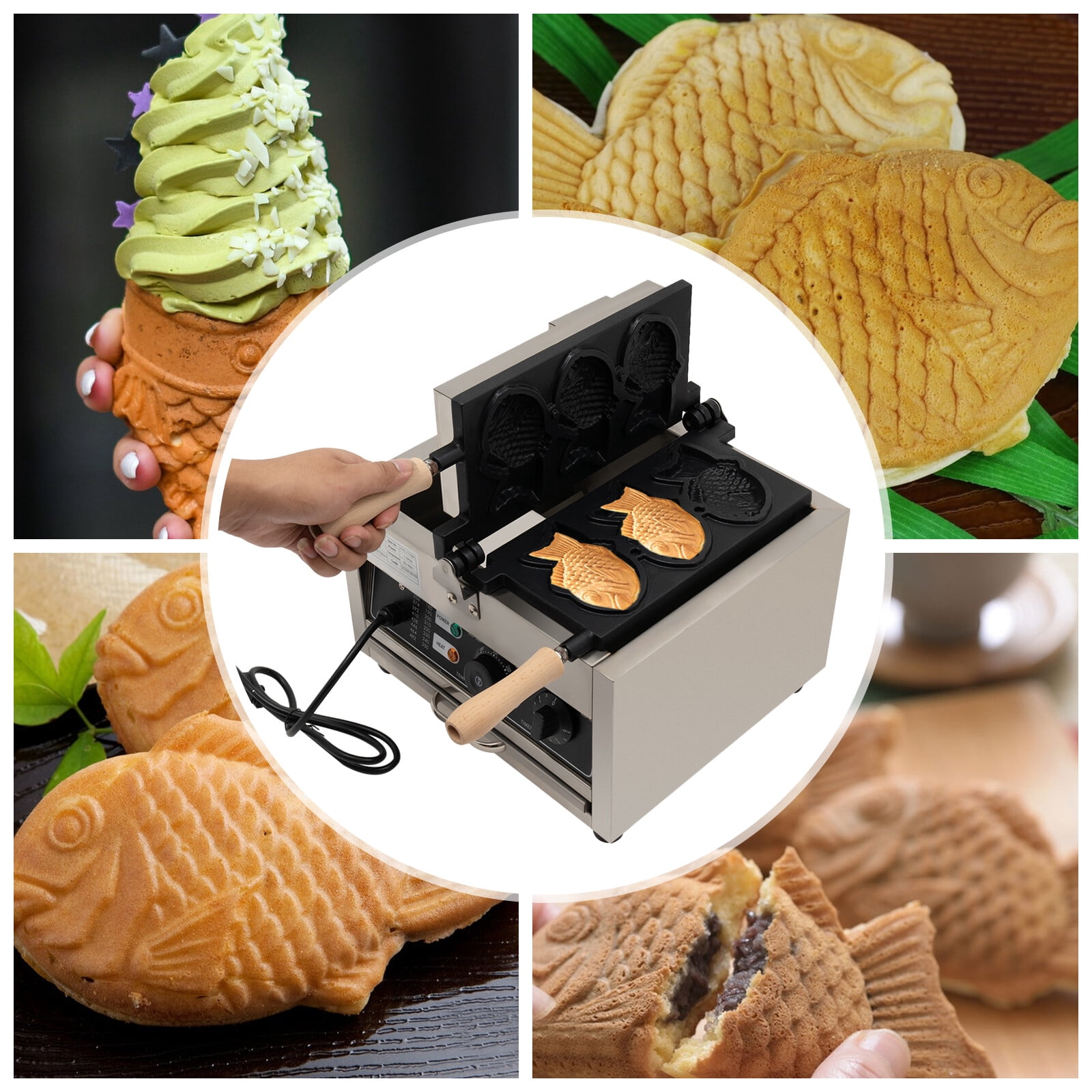 1500W Commercial Taiyaki Maker Nonstick Waffle Maker Fish Shaped Waffle Machine For Making Pancakes, Muffins, And Waffles