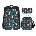 thumbnail image 1 of Disketp Amanita Mushroom Mochila Estampada de Gran Capacidad con Lonchera y Estuche, Set de 3 Piezas para Estudiantes, 1 of 7