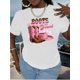 thumbnail image 1 of Women'S Pink Cowboy Boot Graphic T-Shirt - "Boots on the Ground" Print, Casual Round Neck Tee for Spring & Summer, Western Style Fashion, Casual Wear | Playful Lettering Tee | Graphic Print Tee, 1 of 6