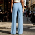 thumbnail image 5 of Bloomae Wide Leg Pants for Women Loose Flowy Palazzo Side Drawstring Pleated Elastic Waist Lounge Trousers Summer Beach Vacation High Slit Hem Pants with Pockets, 5 of 7