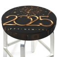 thumbnail image 3 of Fotbe 2025 Golden On New Year Stool Covers Round,Waterproof Round Bar Stool Covers Bar Chair Covers Washable Stool Cushion Slipcover for 12-14 Inch Chair-, 3 of 7