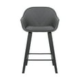 thumbnail image 2 of Armen Living Indoor Corbin 26" Counter Height Swivel Onyx Faux Leather and American Gray Wood Bar Stool, 2 of 6