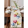 thumbnail image 3 of Table Runner Colorful Tulips Table Decoration for Kitchen Dinning Vintage Linen Table Decoration for Indoor Outdoor Party Wedding Decor 13x72inch, 3 of 7