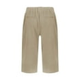 thumbnail image 7 of ASDFVBKG Pedal Pushers for Women Linen Capri Pants Dressy Casual Knee Length Elastic Waist Knee Length Shorts Trendy Summer Linen Capri Pants with Pockets Khaki 2XL, 7 of 7