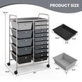 thumbnail image 6 of 15 Drawer Rolling Storage Cart, Drawer Organizer with Wheels, Scrapbook Paper Office School Organizer,Black & Gray, 6 of 7