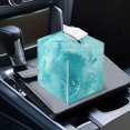 thumbnail image 7 of POLERO Decorative Tissue Box Cover Square - Waterproof PU Leather Tissues Cube Boxes Holder Aesthetic Desk Decor for Room, Home & Office - Light Blue Marble, 7 of 7