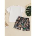 thumbnail image 5 of BemeyourBBs Toddler Baby Boys Hunting Clothes Daddy's Little Dude Outfit Short Sleeve Letters Print T-shirt with Leaves Print Shorts Toddler Boys Summer Outfit, 5 of 8