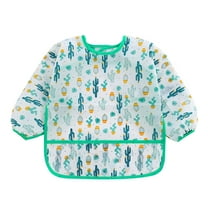 Toddler Paint Smock Kids Long Sleeve Art Smock Cartoon Print Waterproof Painting Aprons Feeding Bib with Pocket for Boys Girls
