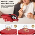 thumbnail image 6 of Nalacover Wallet Case for iPhone 15 Pro Max with Card Slots, Ring Holder for iPhone 15 Pro Max Stand Case, Luxury PU Leather RFID Blocking with Wrist Hand Strap Shockproof Protective Cover, Red, 6 of 9