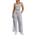 thumbnail image 2 of Conjunto de chándal para mujer ATHLECHIC, camisetas de tirantes tipo crop y pantalones rectos en gris, 2 of 5