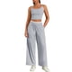 thumbnail image 2 of Conjunto de chándal para mujer ATHLECHIC, camisetas de tirantes tipo crop y pantalones rectos en gris, 2 of 5