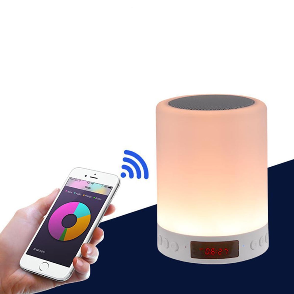Bluetooth Speaker Night Lights, Alarm Clock Bluetooth Speaker MP3 Player, Touch  Control Bedside lamp, Dimmable RGB Multicolor Changing LED Table Lamp for  Bedroom, USB Flash Drive/MicroSD/AUX Support