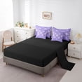 thumbnail image 3 of Homewish Halloween Skull Skeleton 7 Pieces Full Size Bedding Sets,Vintage Damask Full Size Bed in a Bag,Purple White,Black Reversible, 3 of 8