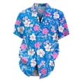 thumbnail image 4 of Hawaiian Shirts for Men Short Sleeves Printed Button Down Shirts Summer Beach Mens Shirts Clearance 04-Dark Blue L, 4 of 5