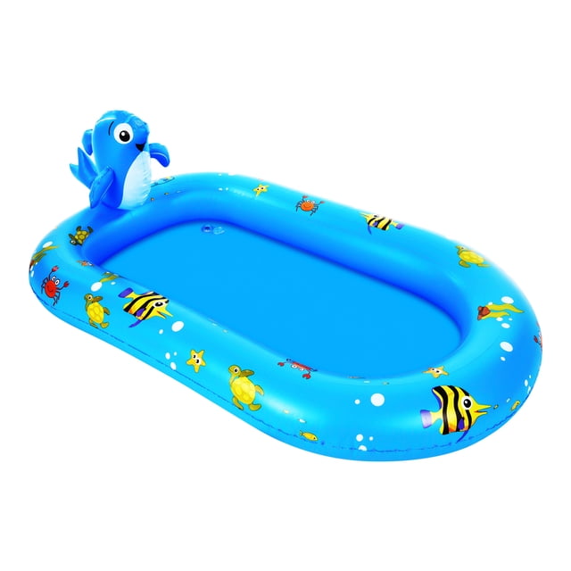 Mistaha Dolphin Inflatable Water Sprinkler Pool for Kids - Outdoor Play Area with 3-in-1 Spray Design - Large PVC Lawn Pool for Summer Fun