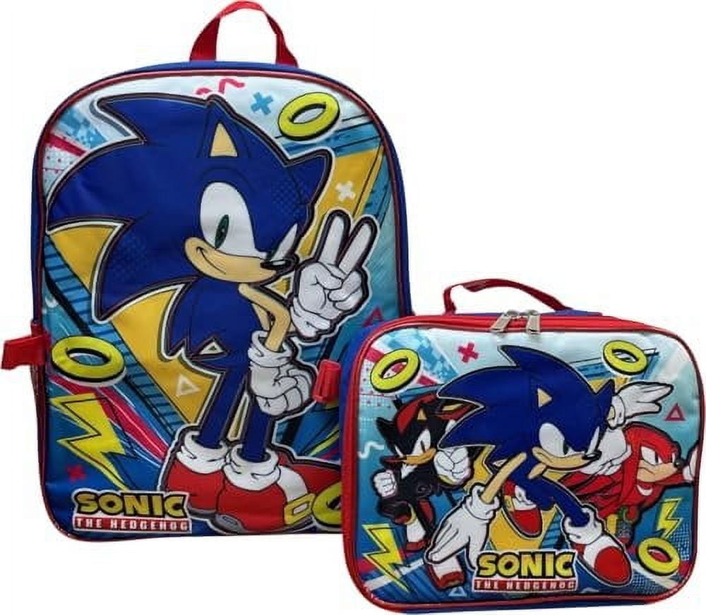 Ruz Sonic The Hedgehog 16 Inch Backpack With Detachable Matching Lunch Box Sonic I