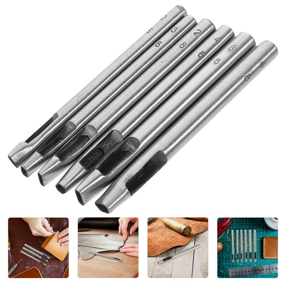 FRCOLOR MLINS 6pcs Oval Hole Punch Tool Set for Leather Crafting and Sewing Heavy Duty Puncher for Belts Leather Punch Tool Set