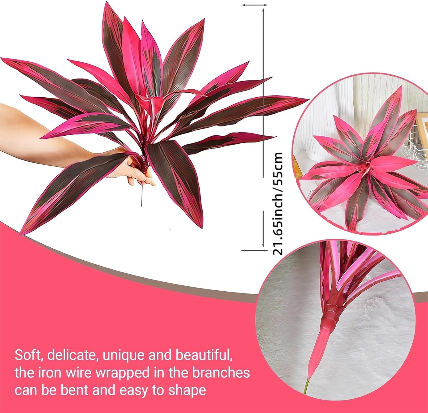 Artificial Tropical Plant UV Resistant Large Faux Plants Outdoor Fake Boston Ferns Potted Plants Realistic Agave Plastic Hostas Greenery Patio Outside Shrubs Flower Grass Front Porch Decor (6PCS)