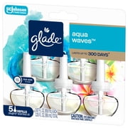 Glade PlugIns Scented Oil 5 Refills, Air Freshener, Aqua Waves, Essential Oil Infused Wall Plug In, 3.35 FL oz, 5 Refills