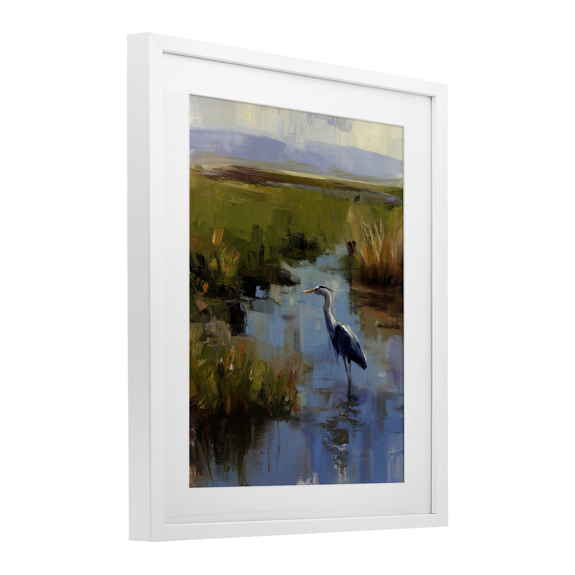 Stupell Industries Bird Among The Reeds White Framed Print Under Glass, design by Svetlana Aleynikova