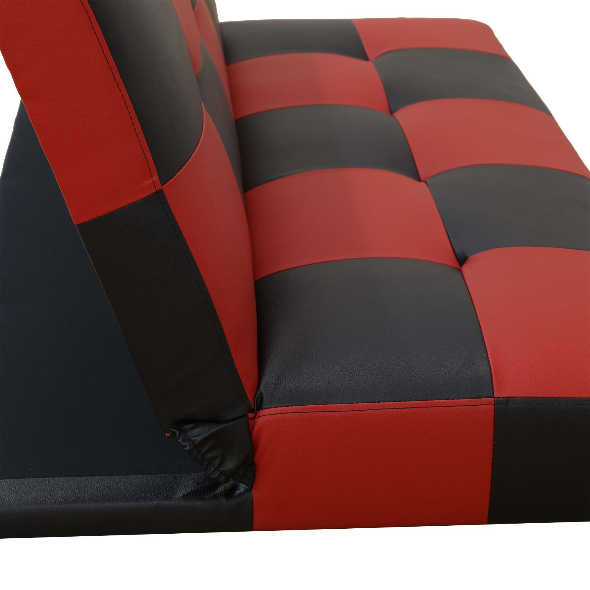 Aukfa Modern Futon Convertible Sofa Bed, Black & Red photo 7