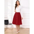thumbnail image 4 of DARING DIVA Women's A-Line Vintage High Waist Pleated Midi Skirts M Red, 4 of 7