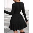 thumbnail image 5 of Womens Long Sleeve Fall Dresses with Flowy Casual Ribbed Knit Crew Neck Knee Length Sweater Dress, 5 of 9