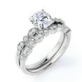 thumbnail image 4 of JeenMata 1.75 carat Round Cut Moissanite Wedding Set with Art Deco Band in 18k White Gold Over Silver, 4 of 7