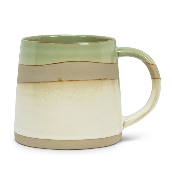 Abbott Collection AB-27-POTTERY-GRN 4 in. Rustic Style Mug, Green & White
