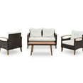 thumbnail image 6 of Outdoor Patio Furniture: 4 Pe , Wood Table & Legs, Beige, Comfortable Pillows, Adjustable Feet, Cover Included Garden Seating: , Table, Beige Materials,, 6 of 7