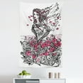 thumbnail image 1 of Sketchy Tapestry, Ink Illustration of a Woman on Poppy Field Surrounded by Flowers Spring Theme, Fabric Wall Hanging Decor for Bedroom Living Room Dorm, 5 Sizes, Black White Pink, by Ambesonne, 1 of 1