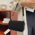 thumbnail image 6 of Fashion Coin Purse Chain Shoulder Bag Large Capacity Diamonds Mobile Phone Bag Female Rhinestone Handbag PU Leather Handbag Women Shoulder Bag Small Square Bag BLACK, 6 of 8