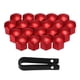 thumbnail image 1 of 10 pares de tapas universales para tuercas de rueda, protector de tornillos y herramienta de desmontaje. rojo, 1 of 9