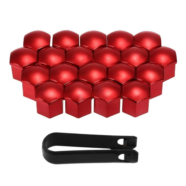 funtasica 20 Pcs Nouveaux Écrous de Roue 17mm Protecteurs de Vis avec Outil de Démontage Rouge