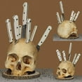 thumbnail image 2 of Skull Knife Holder Knife Block Without Knives Creepy Kitchen Tools Holders Funny Storage Rack Horror Kitchen Storage For Party Halloween Ornament, 2 of 7