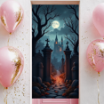 thumbnail image 2 of Gothic Design Halloween Banner Spooky Graveyard Full Moon Haunted Backdrop for Halloween Party Decoration Night Event, 2 of 5