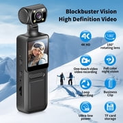 4K Body Camera with 180° Rotating Lens, 4K WiFi Action Camera Mini Video & Audio Pocket Camera, Wearable Camera for Outdoor Sport, Bike, Travel, Work