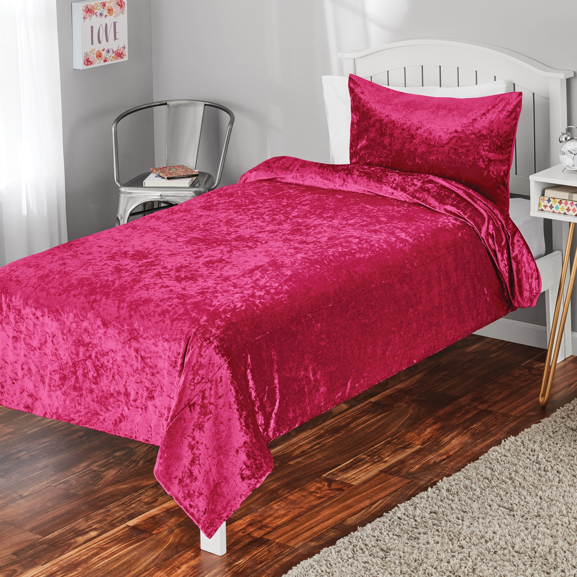 Mainstays Crushed Velvet Twin or Twin XL Comforter Mini ...