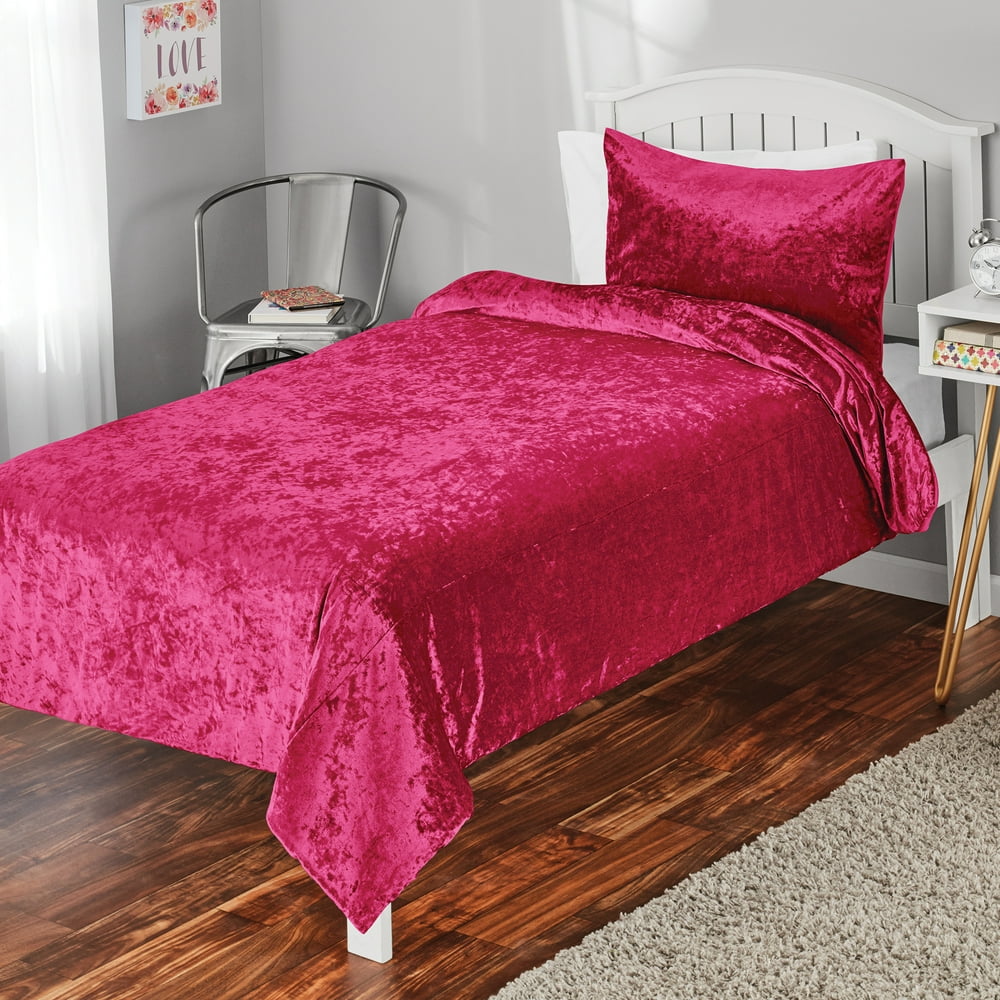 Mainstays Crushed Velvet Twin or Twin XL Comforter Mini Set, 2 Piece