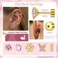 thumbnail image 3 of Briana Williams Flat Back Earrings Screw Back Earrings for Women,20G Earrings Pink Trendy Huggie Hoop Dainty Multipack Earring Sets,5Pairs, 3 of 6