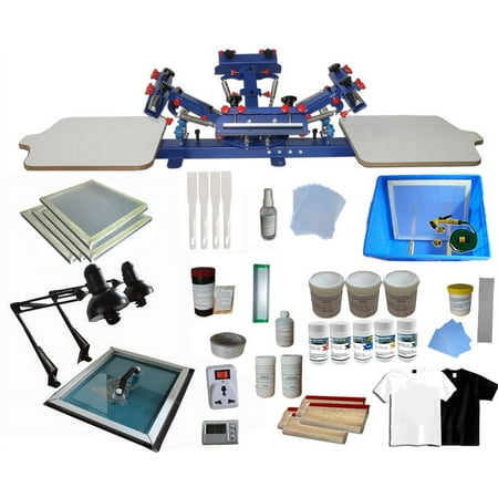Techtongda 4 Color 2 Station Shirt Screen Printing Kit Press Equipment Set Industry Newest