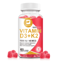 Beworths Vitamin D3   K2 Gummies, 1000 IU D3   45 Mcg K2 for Bone & Muscle, 60 Gummies