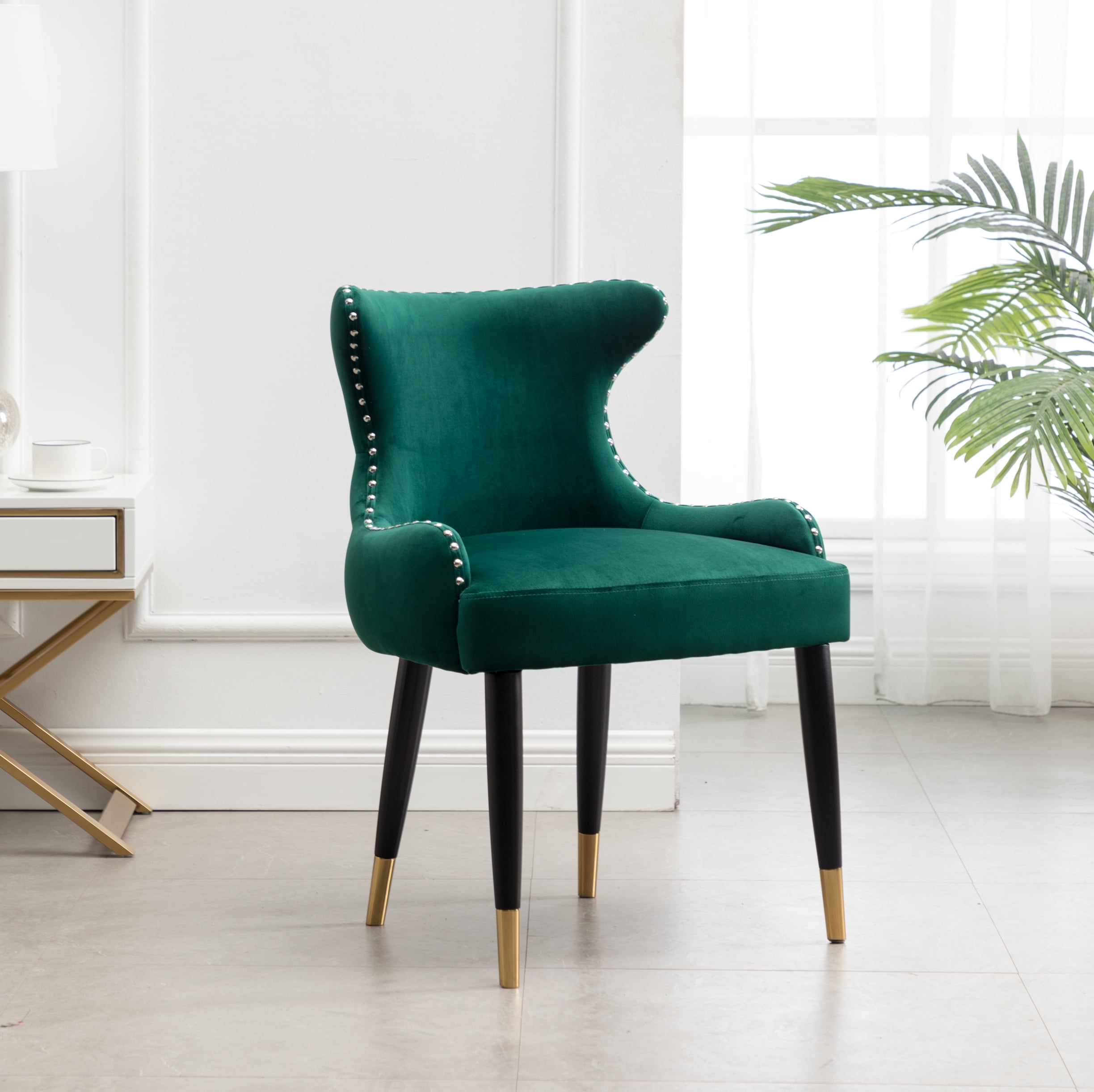 Lindale Contemporary Velvet Upholstered Nailhead Trim Accent Chair