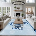 thumbnail image 3 of Navy Blue Seahorse Area Rugs 8'x10', Washable Small Throw Rugs for Living Room Patio, Summer Coastal Bubbles Ocean Waves Indoor Outdoor Rug Non-Slip Low Pile Carpet Runner Reversible Floor Mats, 3 of 8