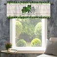 thumbnail image 4 of St. Patrick's Valances for Windows Day Lucky Green Black Buffalo Plaid Shamrock Rod Pocket Curtain Valance Window Treatment Short Curtains for Kitchen Living Room, 42"x12", 4 of 9